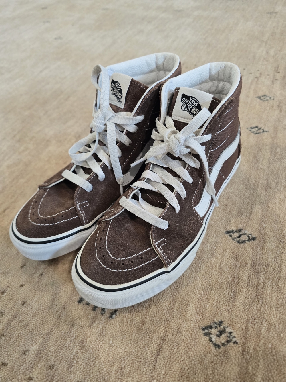 Vans Sk8-Hi High Top Sneakers Brown & White US 7.0